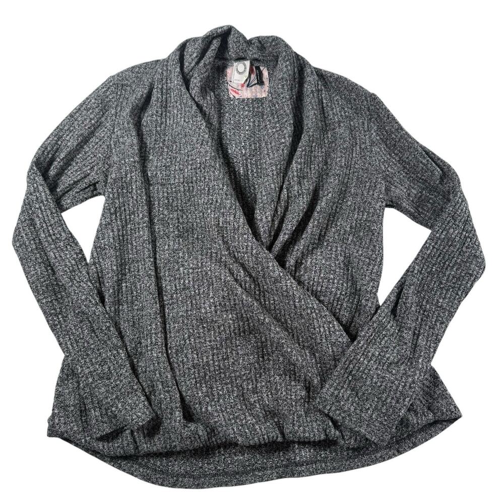 Anthropologie Akemi + Kin Gray Cross Front Waffle Knit Sweater Women’s Size S